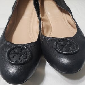 Tory Burch Black Leather Ballet Flats